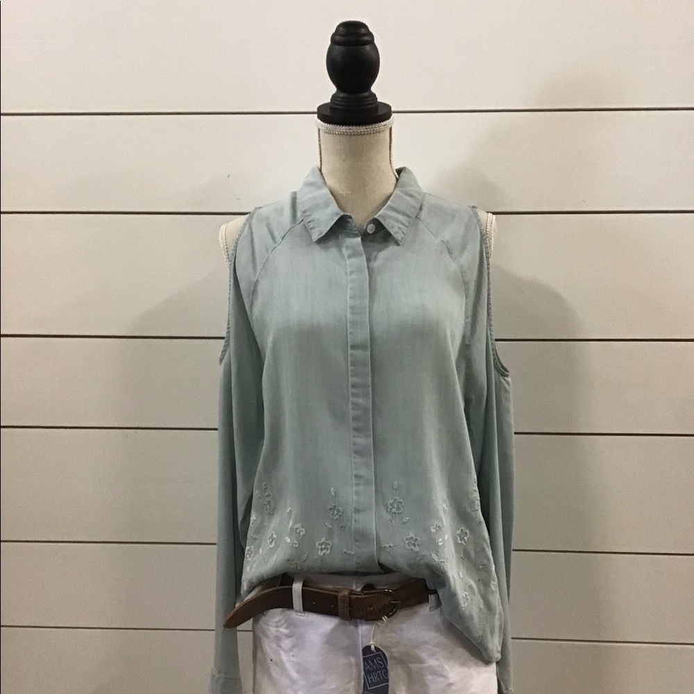 Flower Denim Cold Sounder Top